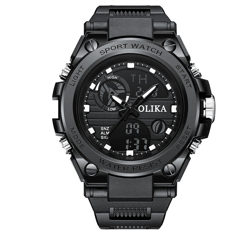Men's dual display waterproof electronic watch, outdoor sports timing multifunctional quartz electronic watch, shock resistant student watch by eprolo