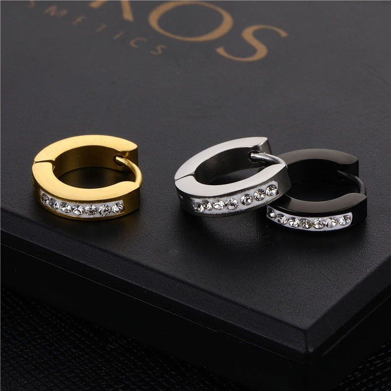 Stainless steel ear buckle jewelry, titanium steel inlaid diamond ear bone buckle earrings by eprolo