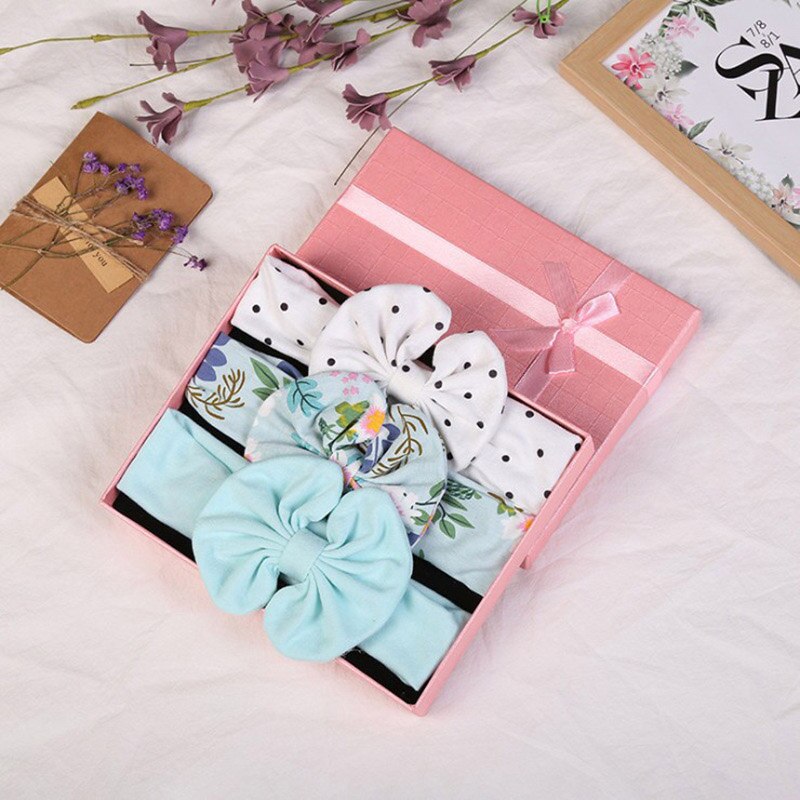 3 Pcs/Set Printed Baby Headband Elastic Bows Newborn Kids Turban Dot Headbands Hair Band For Girls Baby Hair Accessories by eprolo