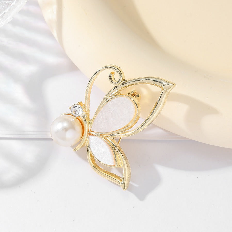 New hollow out fashionable imitation mother of pearl butterfly brooch, suit jacket, clothing accessories, pins by eprolo