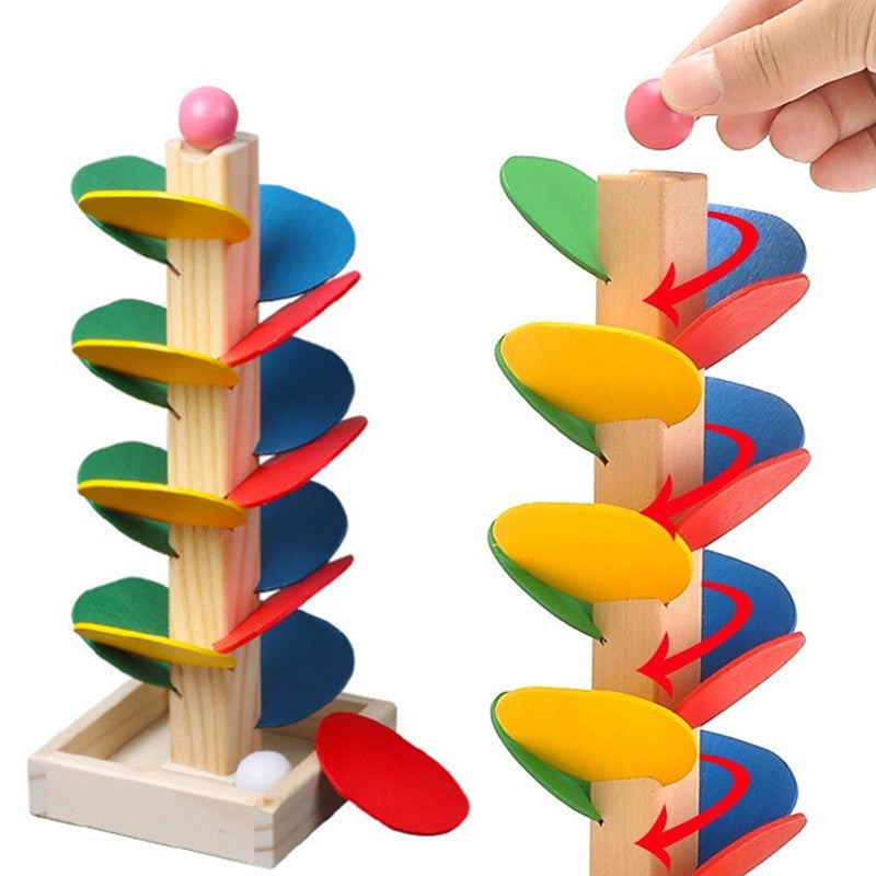 Children's Plug-In Assembly Building Blocks Boys And Girls Puzzle Early Education Leaf Tower Rolling Ball Inverted Bead Game Leaf Ball Toy by eprolo