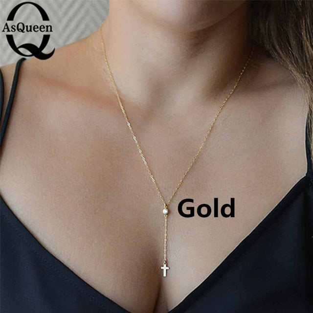 Small Gold Cross Pendant Necklace Women Girl Kids,Mini Charm Pendant by eprolo