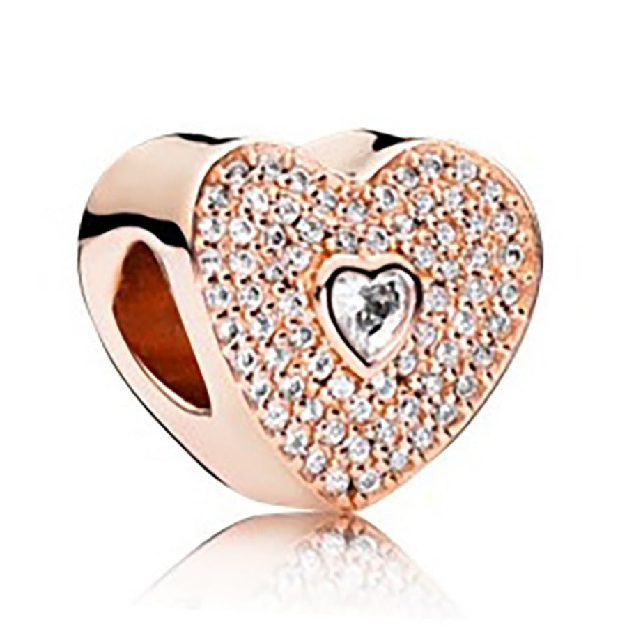 Alloy Charm Beads Heart Shape Large Hole Beads DIY Loose Beads by eprolo