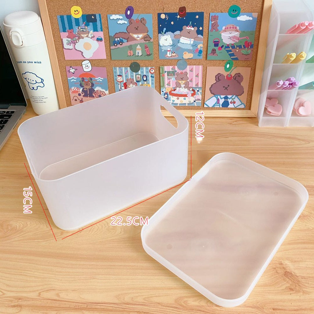 Korean Style Ins Style Desktop Net Red Cosmetic Storage Box Frosted Transparent Student Dormitory Rack Finishing Box Female by eprolo