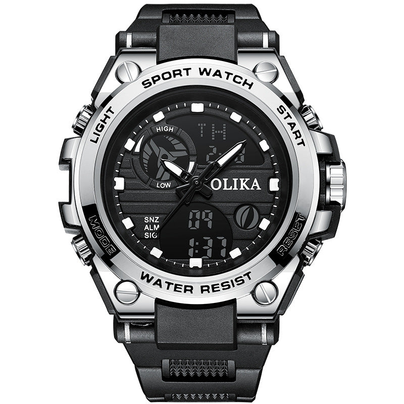 Men's dual display waterproof electronic watch, outdoor sports timing multifunctional quartz electronic watch, shock resistant student watch by eprolo