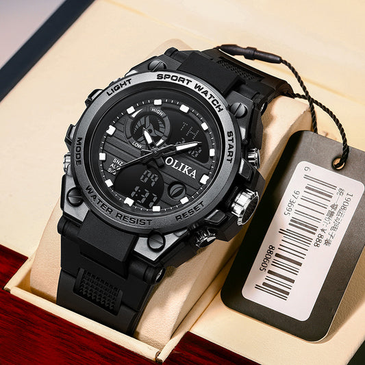 Men's dual display waterproof electronic watch, outdoor sports timing multifunctional quartz electronic watch, shock resistant student watch by eprolo