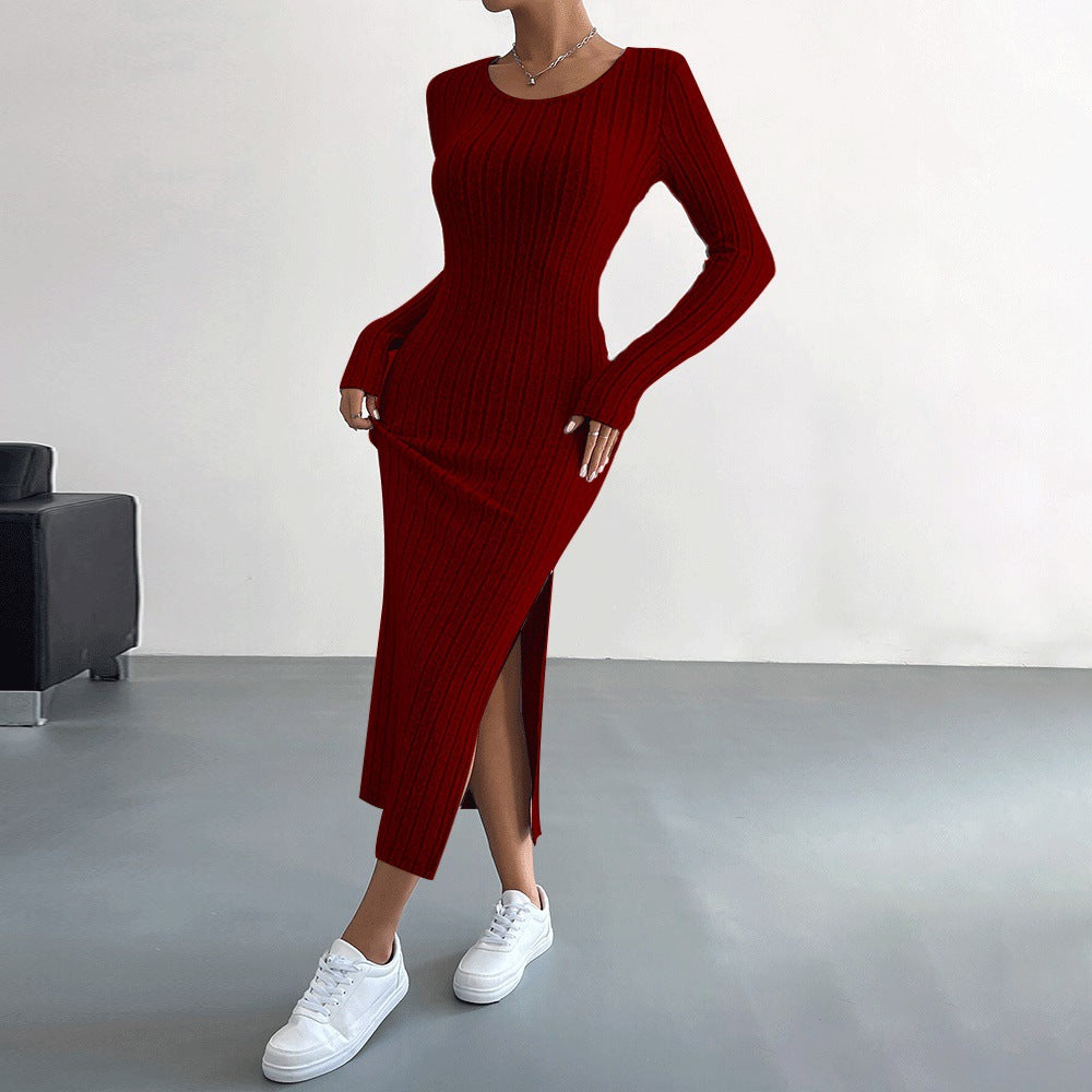 European and American women's clothing commuter simple style dress autumn and winter slim split bag buttocks mid-length skirt by eprolo