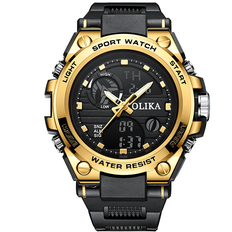 Men's dual display waterproof electronic watch, outdoor sports timing multifunctional quartz electronic watch, shock resistant student watch by eprolo