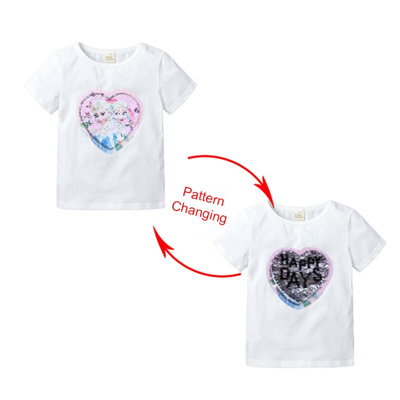 Kids Girls T shirts Summer Elsa Sequins For Spiderman T shirt Face Change Boys T Shirts New Children Tops Shirt Clothes 2-8Yrs by eprolo