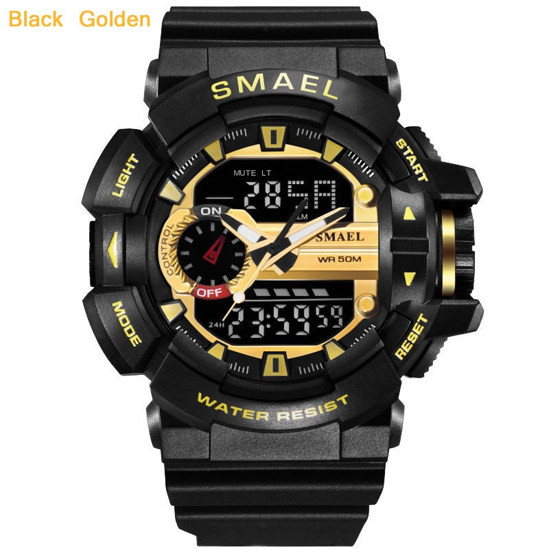 SMAEL 1436 Men Sports Watch Military Watches LED Quartz Dual Display Waterproof Outdoor Sport Men's Wristwatches Relogio Masculino by eprolo