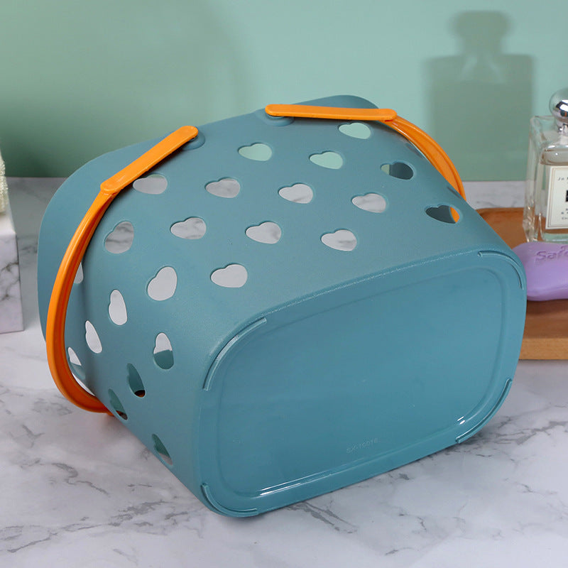 Bathroom Toilet Clothes Toiletries Storage Dirty Clothes Basket Portable Love Hollow Bath Basket Shopping Storage Basket by eprolo