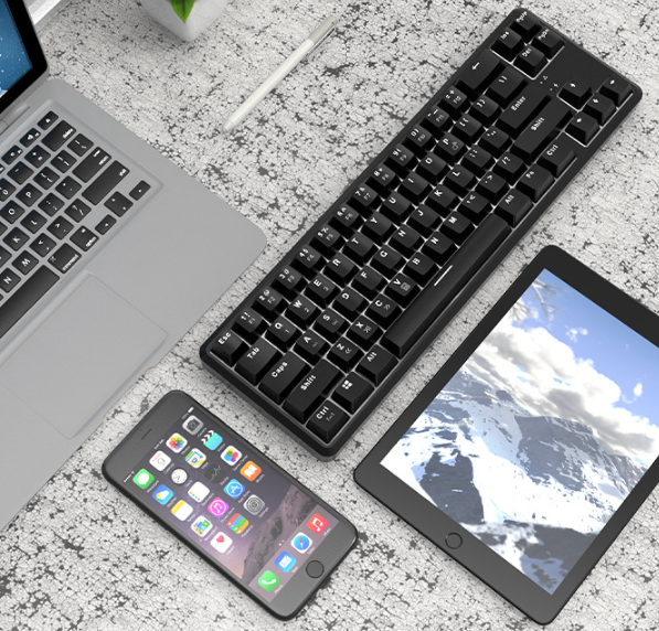 Black Jazz K680t Mini USB Wired Bluetooth Mechanical Keyboard Dual Mode Charging 68-Key Laptop Cross-Border