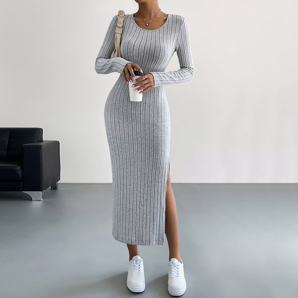 European and American women's clothing commuter simple style dress autumn and winter slim split bag buttocks mid-length skirt by eprolo