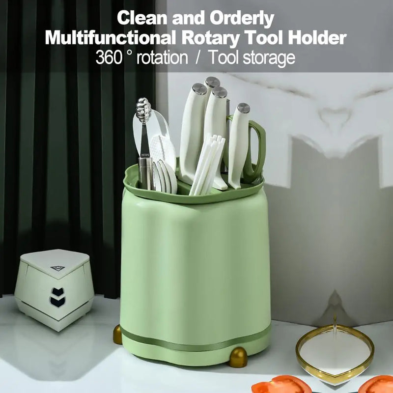 Rotating Knife Holder, Petal Shaped, 360 Degree Rotating, Large Capacity Chopsticks, Knife Holder, Kitchen Supplies Storage Rack by eprolo