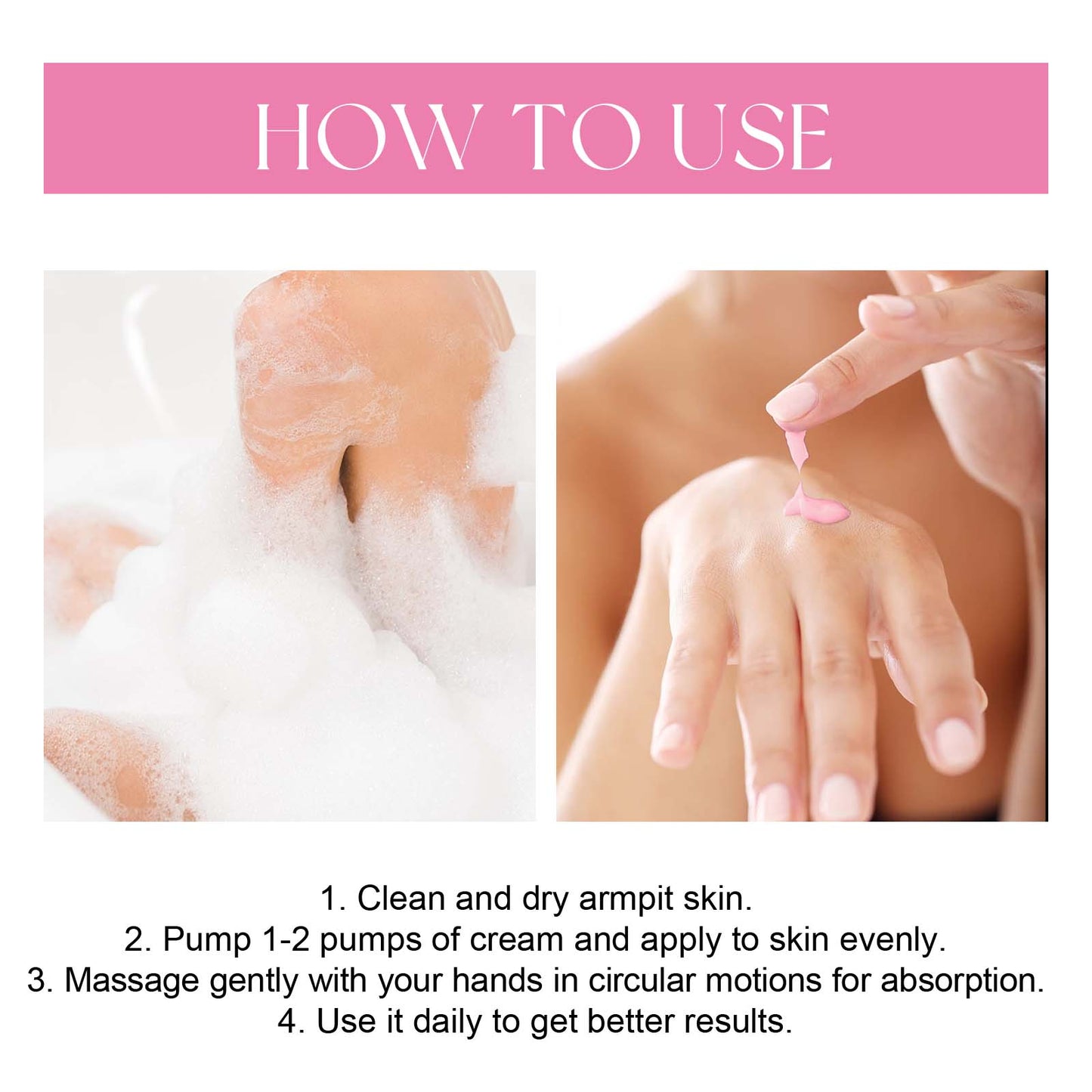 Crème éclaircissante pour les aisselles, réparatrice d'Acanthoderma Nigricans, peau douce et hydratée.
