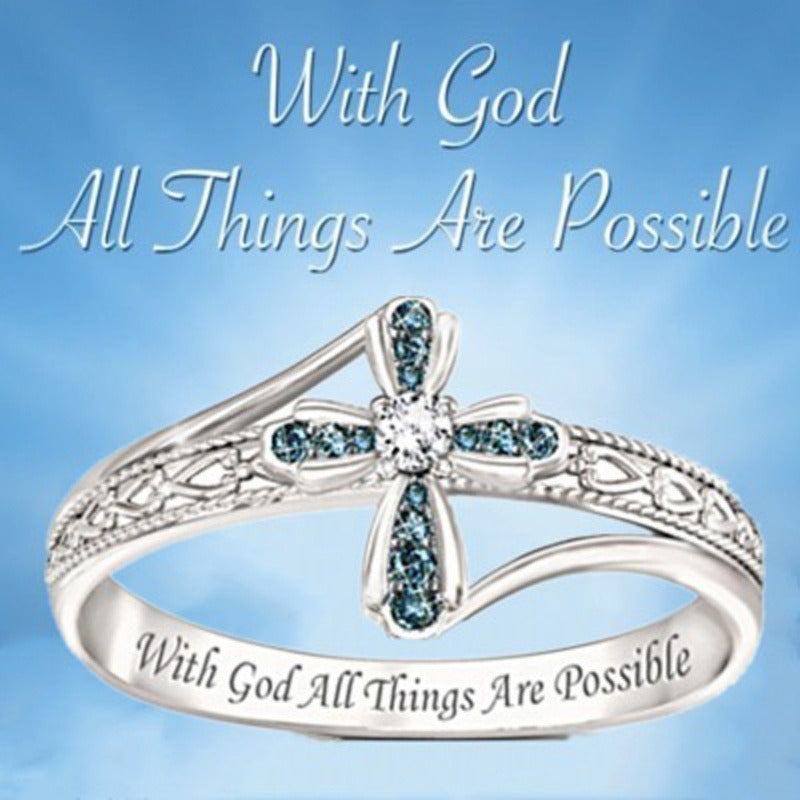 Cross shaped ring with creative hollowed out diamond inlay jewelry by eprolo
