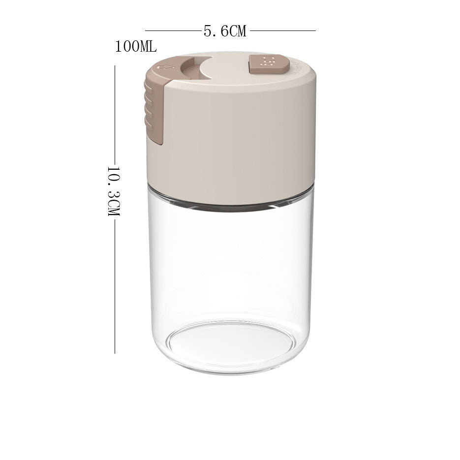 Glass Seasoning Bottle Press-Type Quantitative Seasoning Jar Kitchen Sealed Seasoning Box Salt Jar MSG Seasoning Jar by eprolo