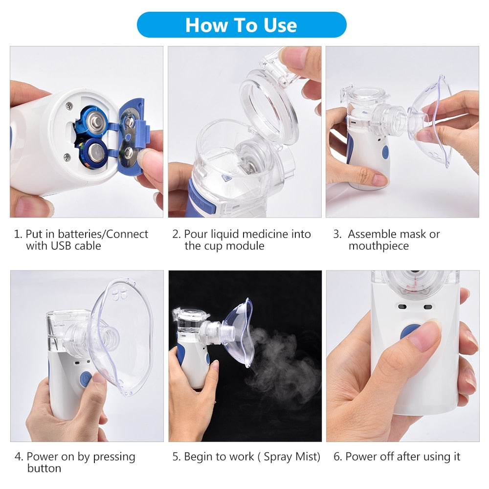 Portable Mesh Nebulizer Silent Ultrasonic Medical Steaming Inhaler USB Charging Adult Kids Respirator Humidifier Health Care by eprolo