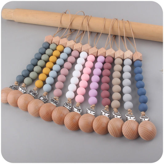 Infant and toddler products, beech wood pacifier clip, soothing wood octagonal pacifier, anti drop chain by eprolo