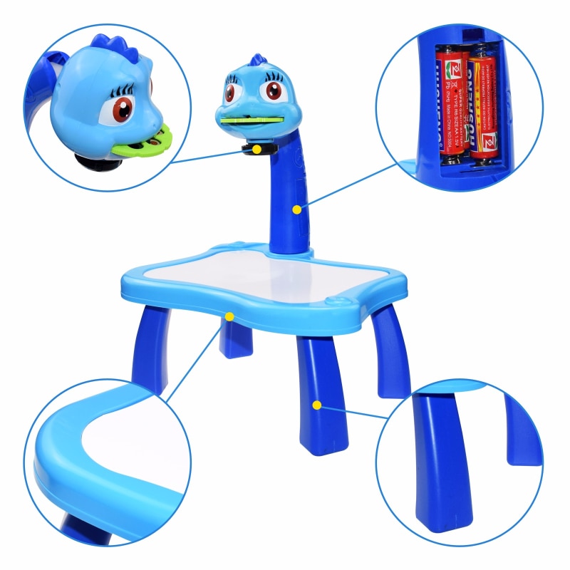 Children Led Projector Art Drawing Table Toys Kids Painting Board Desk Arts Crafts Educational Learning Paint Tools Toy for Girl by eprolo