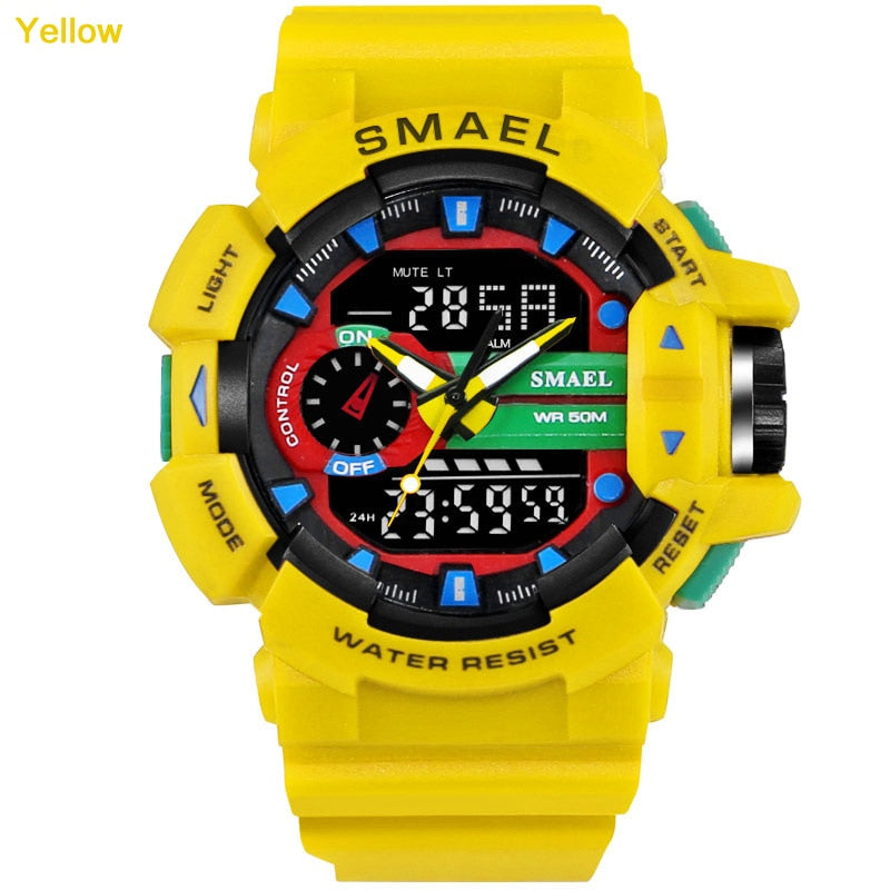 SMAEL 1436 Men Sports Watch Military Watches LED Quartz Dual Display Waterproof Outdoor Sport Men's Wristwatches Relogio Masculino by eprolo