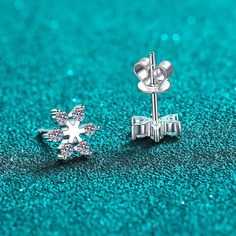 Moissanite 925 Sterling Silver Snowflake Shape Earrings by My Store