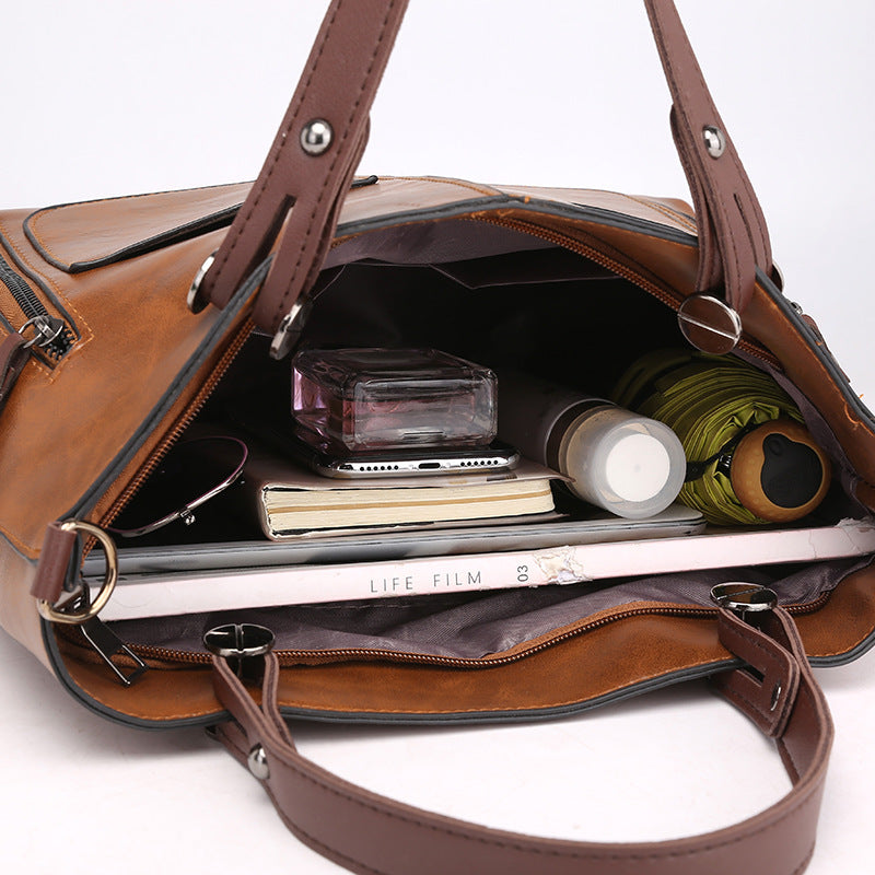 European and American fashion shoulder bag for women large capacity retro women's tote bag simple diagonal cross bag by eprolo