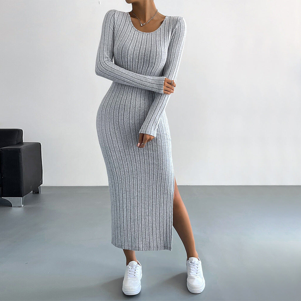 European and American women's clothing commuter simple style dress autumn and winter slim split bag buttocks mid-length skirt by eprolo