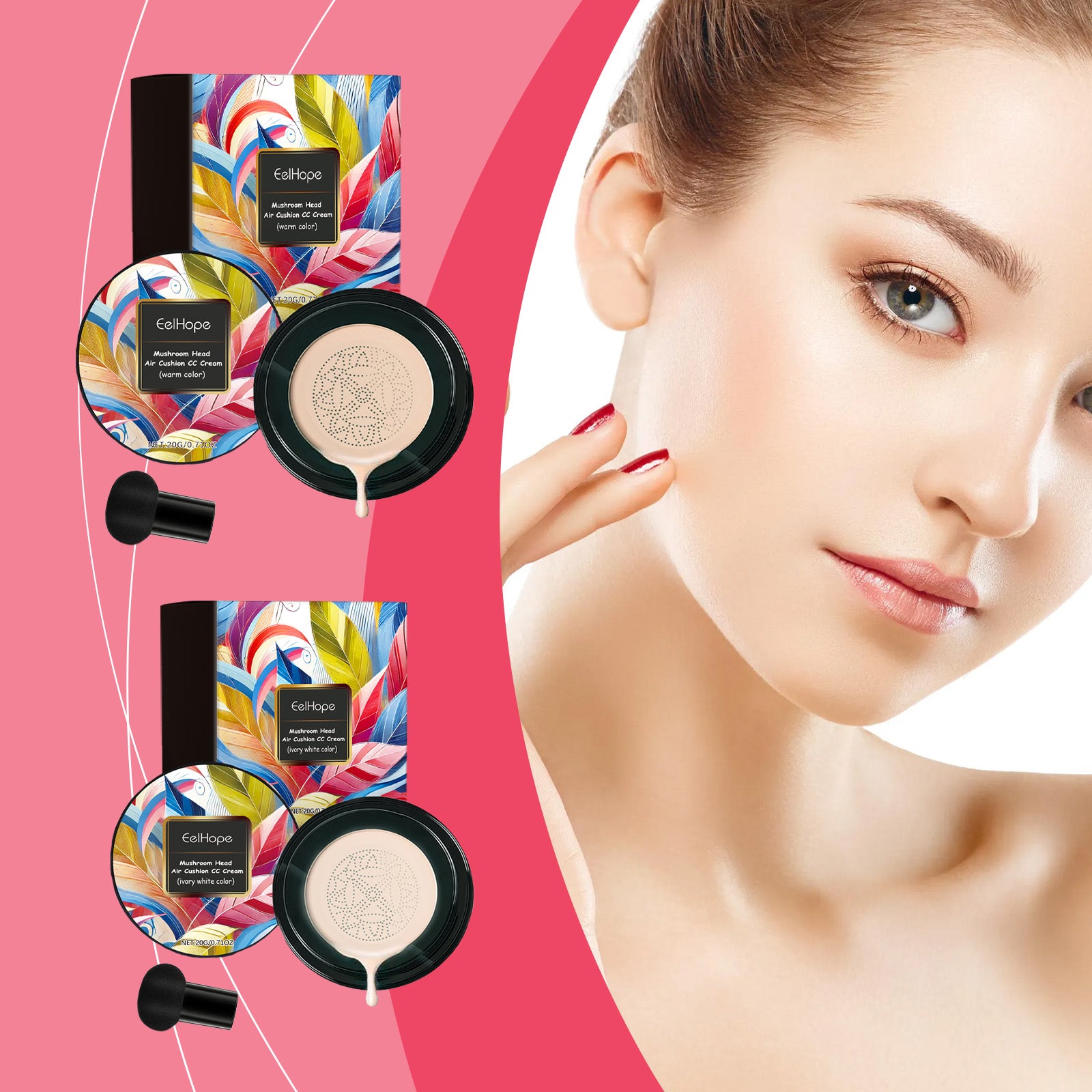 Mushroom Head Air Cushion Small Mushroom Air Cushion Easy To Apply Makeup Without Clogging Pores Moisturizing Natural Concealer by eprolo