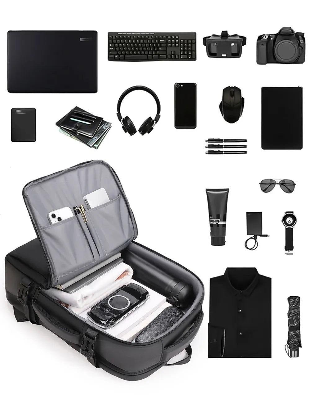 Multi-Pockets Adjustable Straps Backpack Bag by eprolo