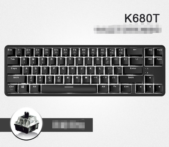 Black Jazz K680t Mini USB Wired Bluetooth Mechanical Keyboard Dual Mode Charging 68-Key Laptop Cross-Border