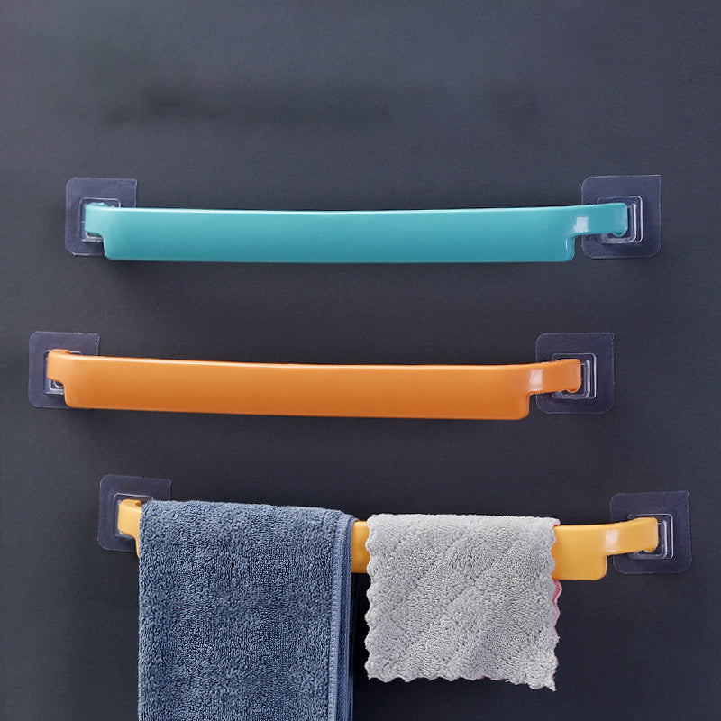 Towel Bar Punch-Free Bathroom Lengthened Bathroom Cool Double-Bar Wall-Mounted Towel Rack Toilet Single-Bar Slipper Bar by eprolo