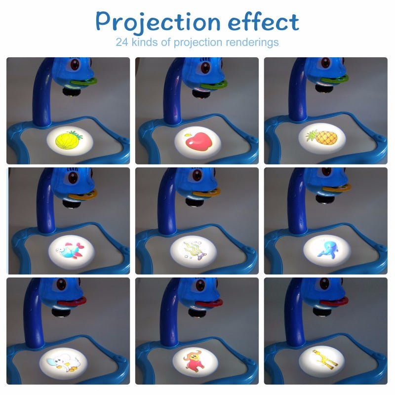 Children Led Projector Art Drawing Table Toys Kids Painting Board Desk Arts Crafts Educational Learning Paint Tools Toy for Girl by eprolo