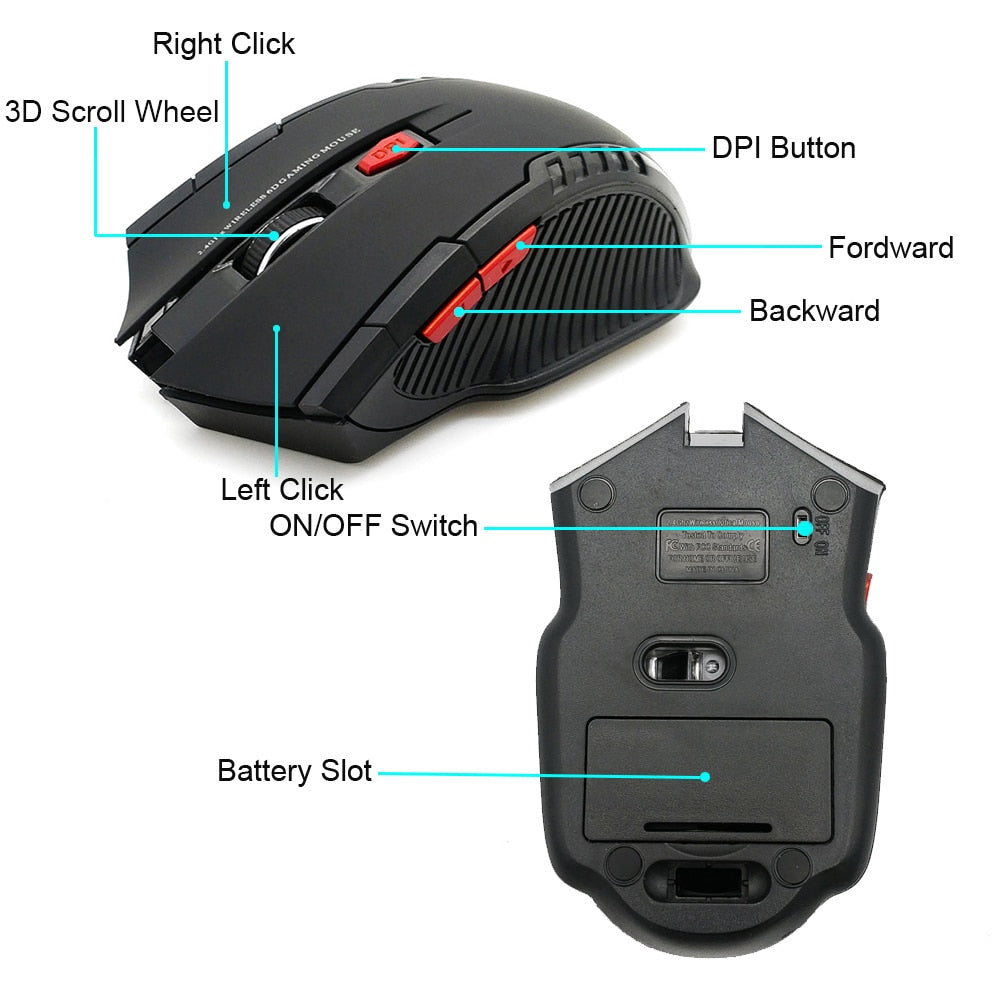 2.4GHz Wireless Mice With USB Receiver Gamer 2000DPI Mouse For Computer PC Laptop by eprolo