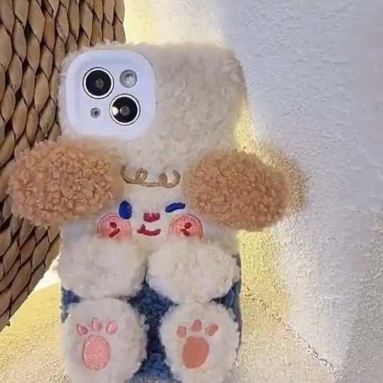 Winter Cute Plush Dog iPhone 14 Promax for 11/12 Apple 13 Phone Case XR Female XS Soft Cover by eprolo