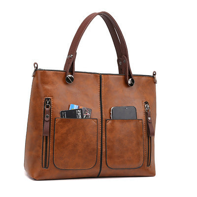 European and American fashion shoulder bag for women large capacity retro women's tote bag simple diagonal cross bag by eprolo