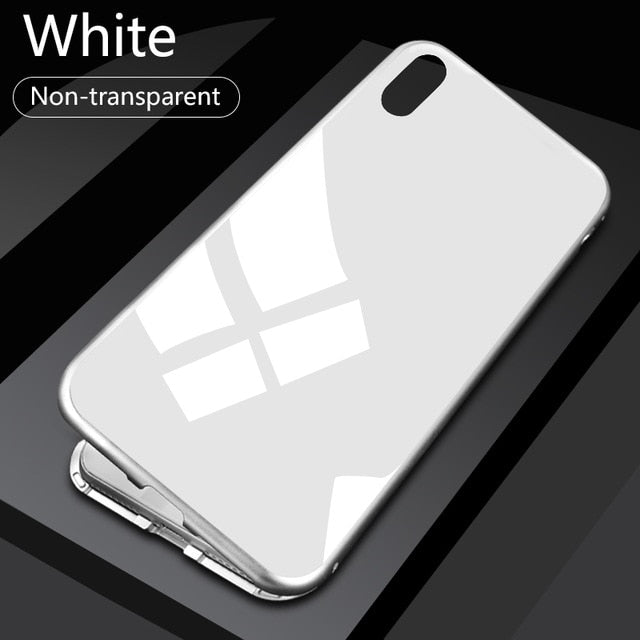 Double sided Magnetic Case for iPhone X Clear Tempered Glass Magnet Adsorption Case by eprolo