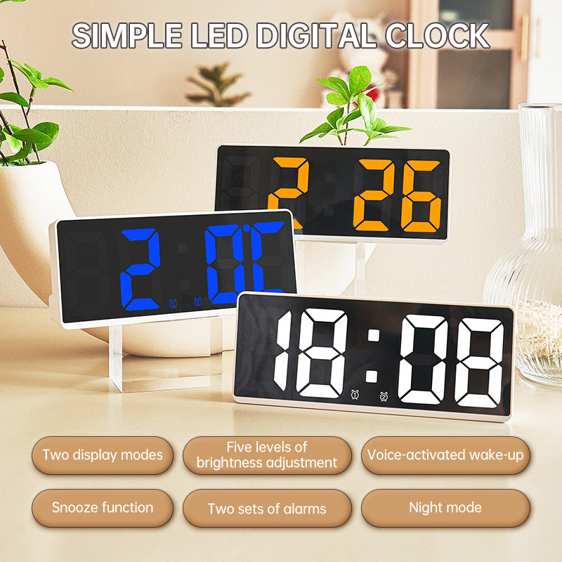 Multifunctional LED Digital Clock: Features number display, color nightlight, temp, calendar, alarm. Large size, backlit, great by eprolo