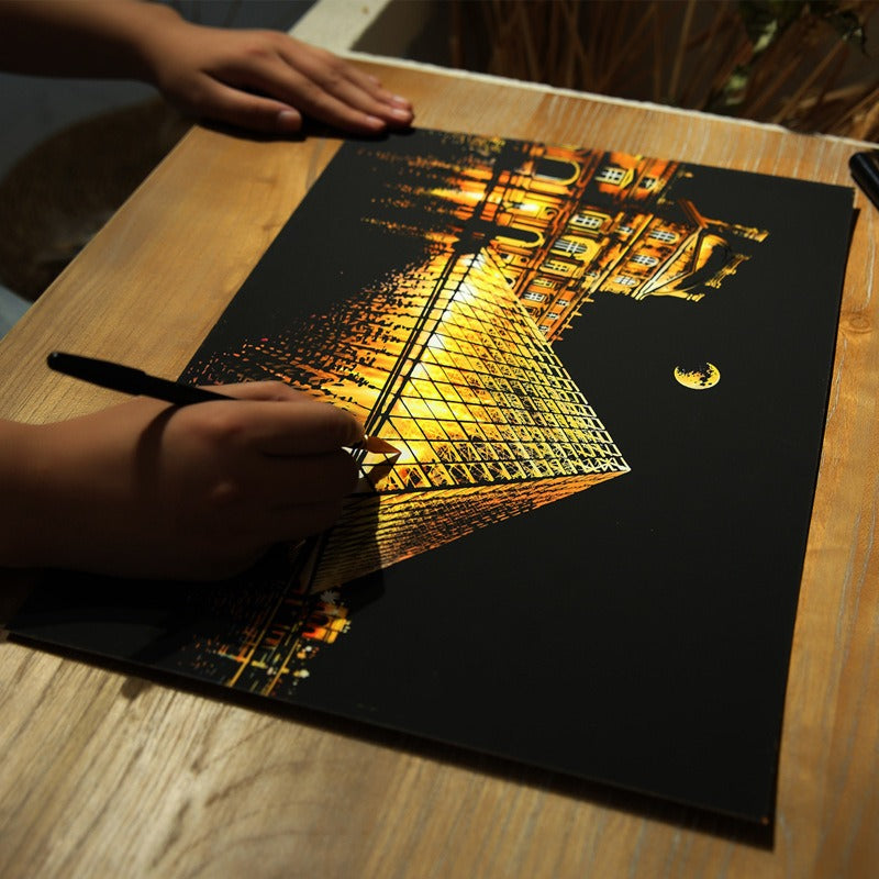 Colorful Night Scene Scratch Painting World City Night Scene Scratch Painting Creative Handmade Painting by eprolo