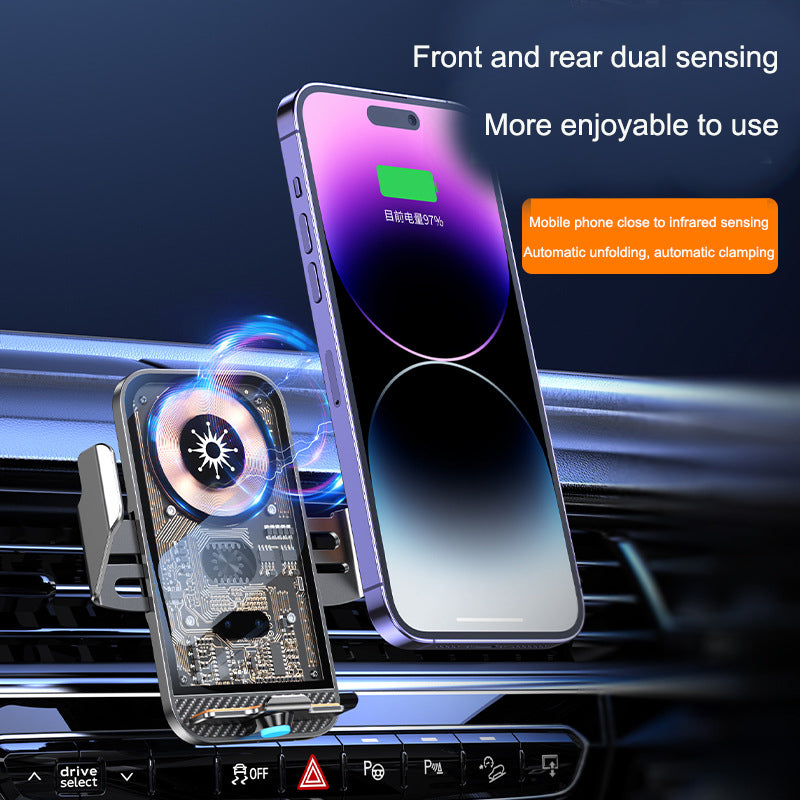 C11 car holder wireless phone charger infrared induction opening and closing navigation punk style transparent phone holder by eprolo
