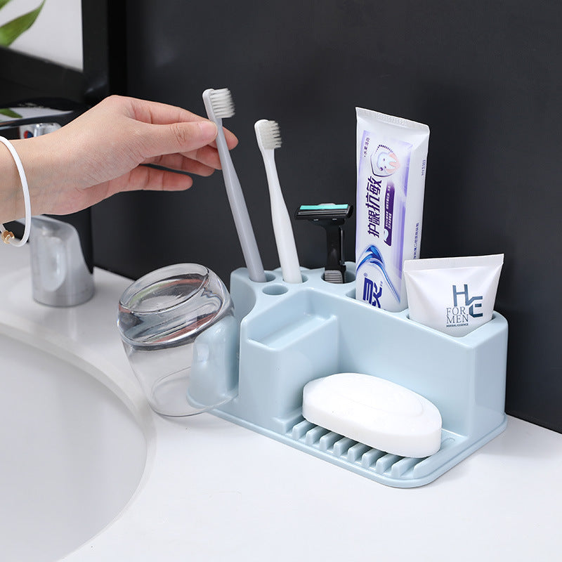 Porte-brosse à dents de toilette, gobelet de brossage gratuit, porte-gobelet de bain de bouche, porte-brosse à dents et dentifrice, support de rangement pour articles de toilette