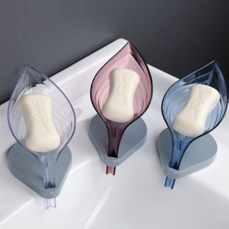 Punch-Free Leaf Soap Box Bathroom Creative Suction Cup Soap Box Drain Storage Soap Box Rack Leaf Laundry Soap Box by eprolo