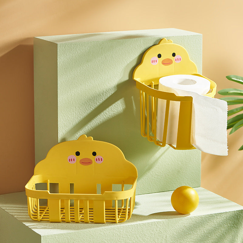Toilet Tissue Box Punch-Free Wall-Mounted Paper Box Toilet Cartoon Roll Paper Holder Box Toilet Rack by eprolo
