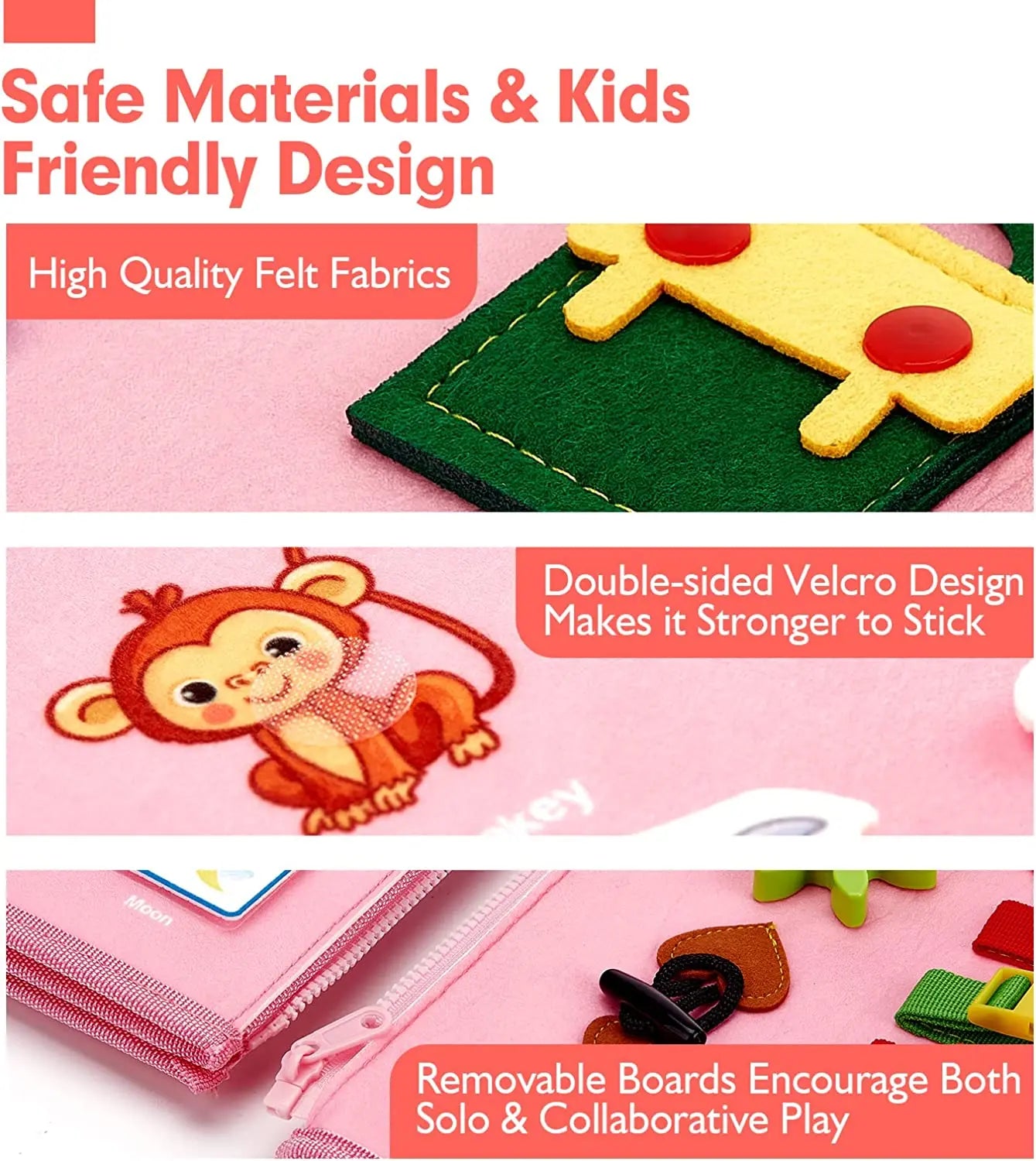 Felt learning board children's busy dressing board children's DIY early education toys felt busy board by eprolo