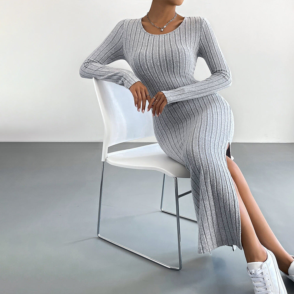 European and American women's clothing commuter simple style dress autumn and winter slim split bag buttocks mid-length skirt by eprolo