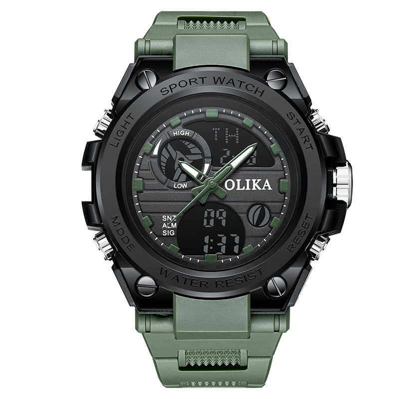 Men's dual display waterproof electronic watch, outdoor sports timing multifunctional quartz electronic watch, shock resistant student watch by eprolo
