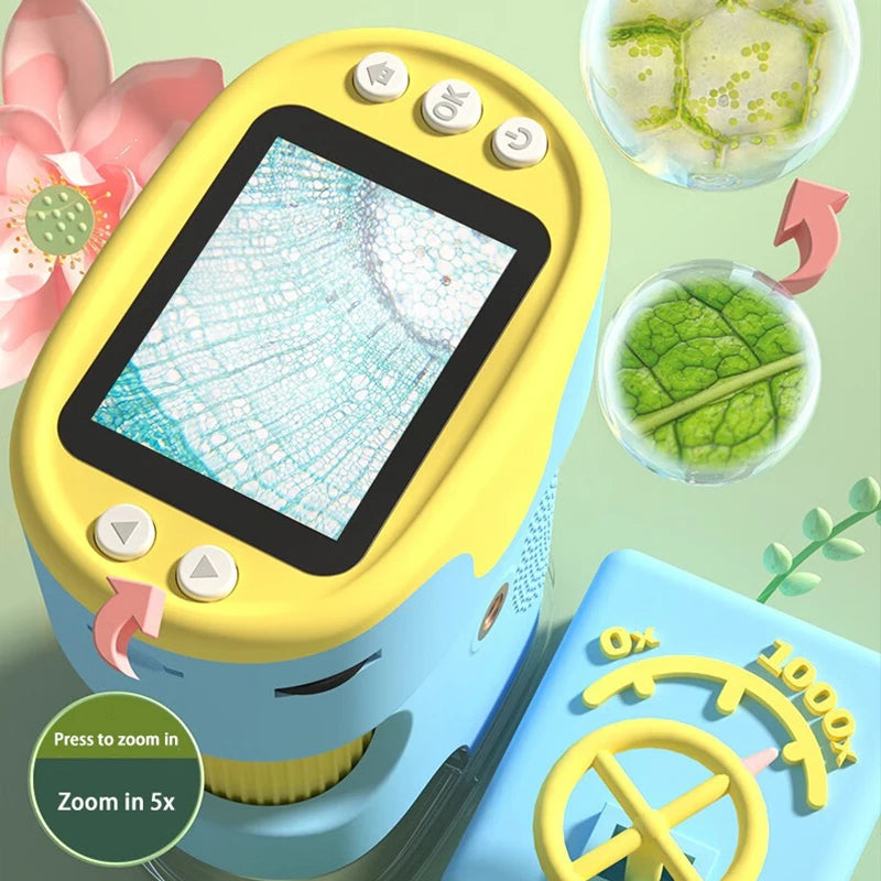 Pocket Microscope Display Montessori Handheld LED Light Biology Magnification Outdoor Students Teaching Gifts Children Stem Toys by eprolo