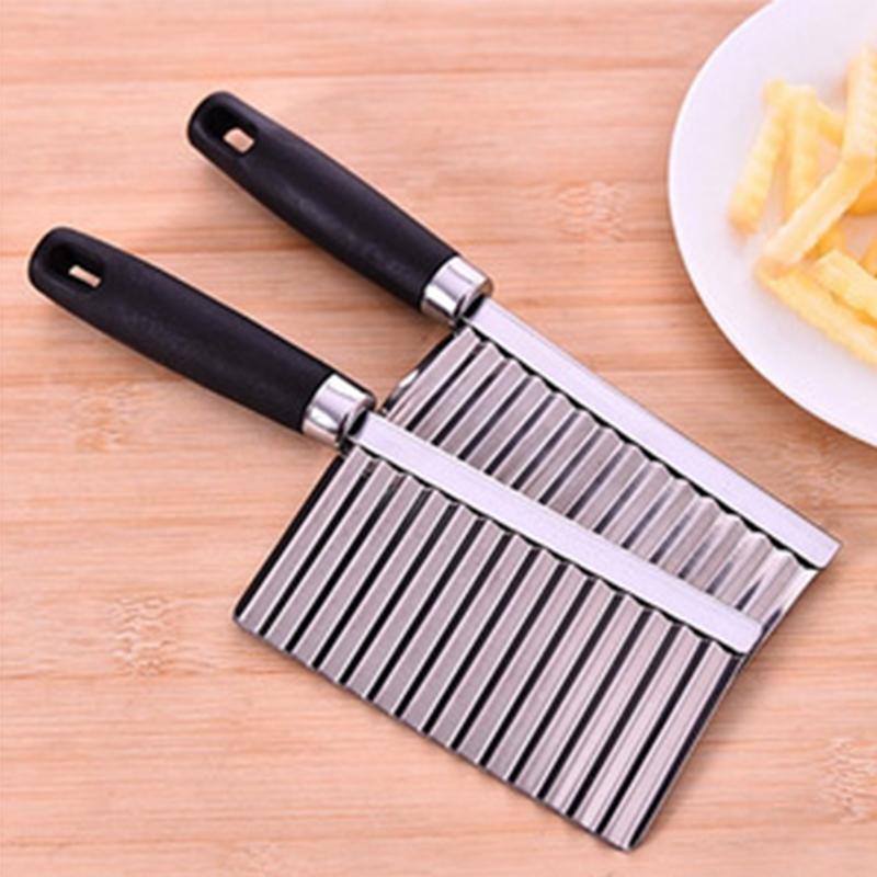 Potato French Fry Cutter Stainless Steel Kitchen Accessories Serrated Blade Easy Slicing Banana Fruits Potato Wave Knife Chopper by eprolo