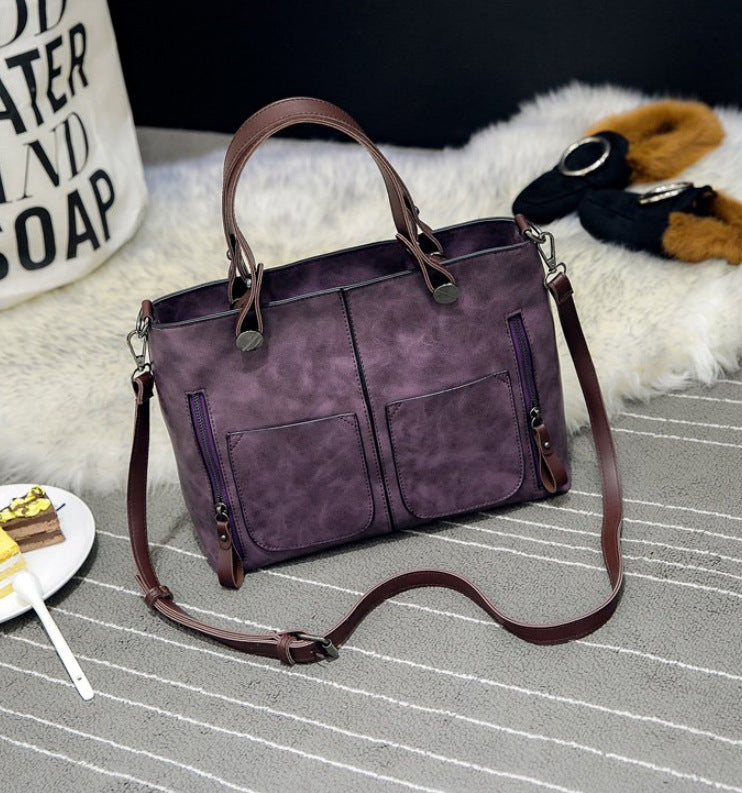 European and American fashion shoulder bag for women large capacity retro women's tote bag simple diagonal cross bag by eprolo