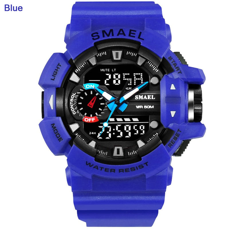 SMAEL 1436 Men Sports Watch Military Watches LED Quartz Dual Display Waterproof Outdoor Sport Men's Wristwatches Relogio Masculino by eprolo